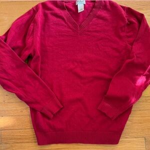 L.L. Bean Red Cotton Sweater V neck
